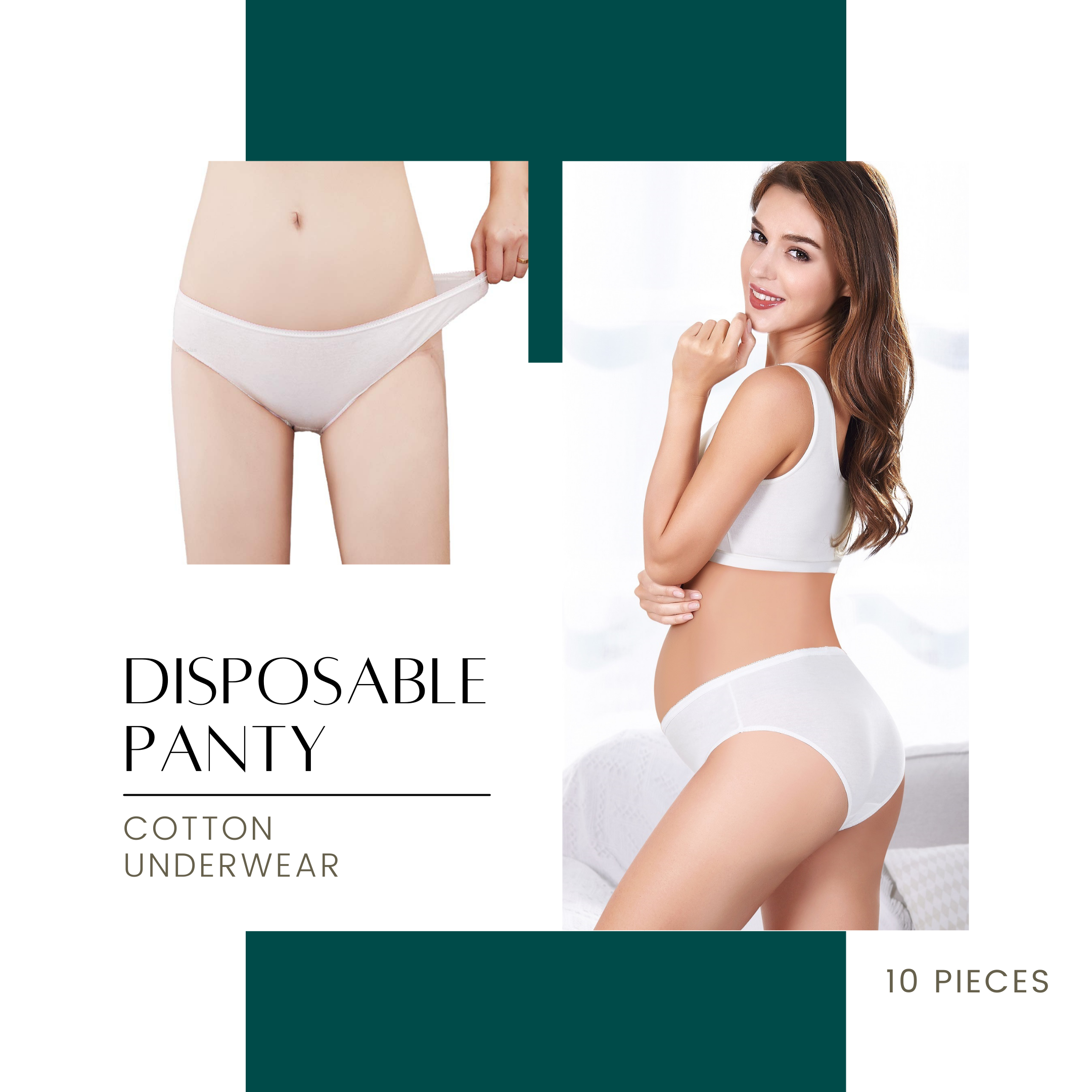 CareDone Disposable Cotton Underwear for Women- Use & Throw (Pack of 10)