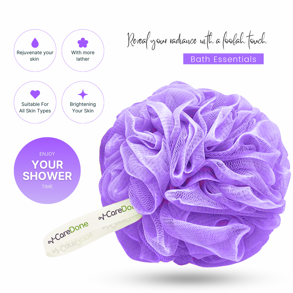 Caredone Body Scrubber & Shower Loofah Sponge – For Men, Women & Kids, Round Sponge Loofa