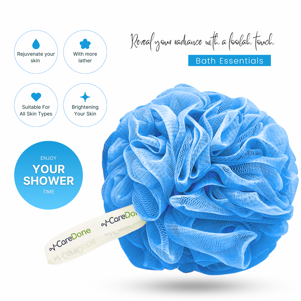 Caredone Body Scrubber & Shower Loofah Sponge – For Men, Women & Kids, Round Sponge Loofa