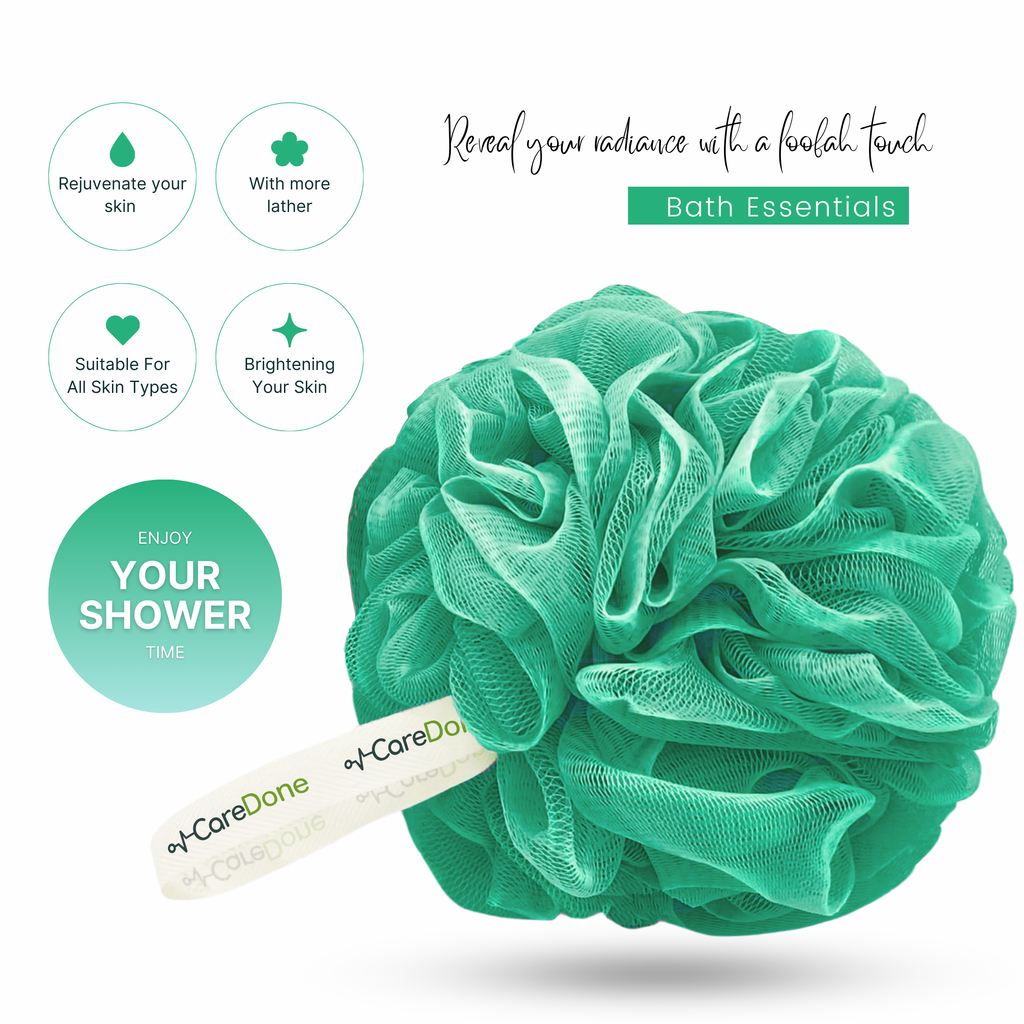 Caredone Body Scrubber & Shower Loofah Sponge – For Men, Women & Kids, Round Sponge Loofa
