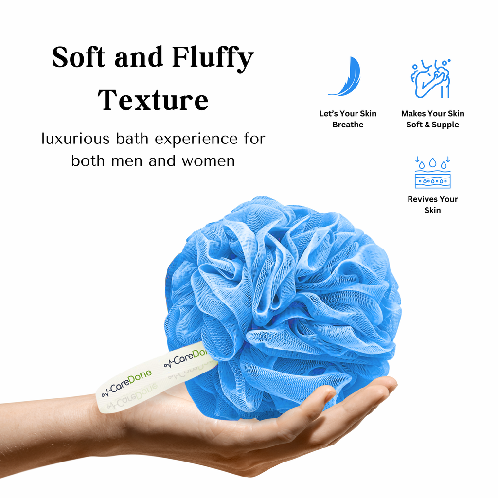 Caredone Body Scrubber & Shower Loofah Sponge – For Men, Women & Kids, Round Sponge Loofa