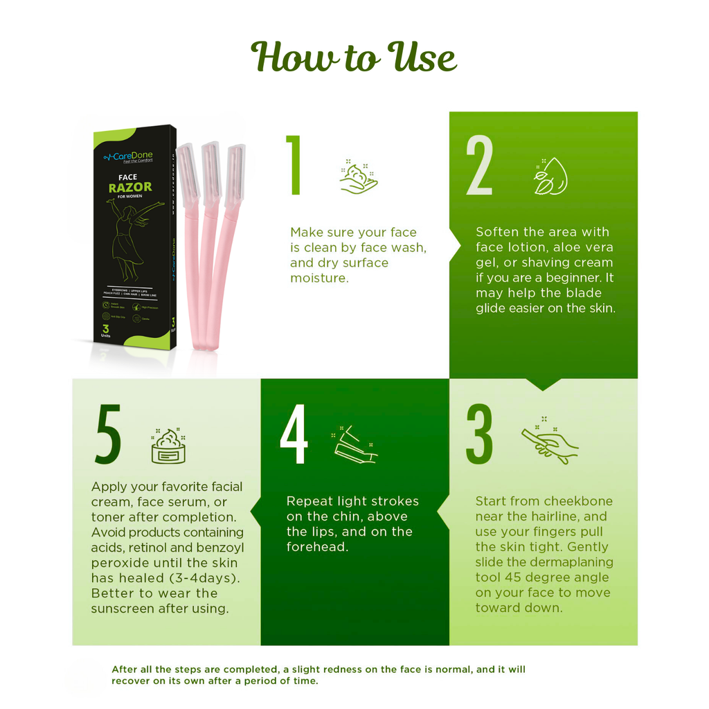 Caredone Face Razor for Painfree Facial Hair Removal (3 Units)