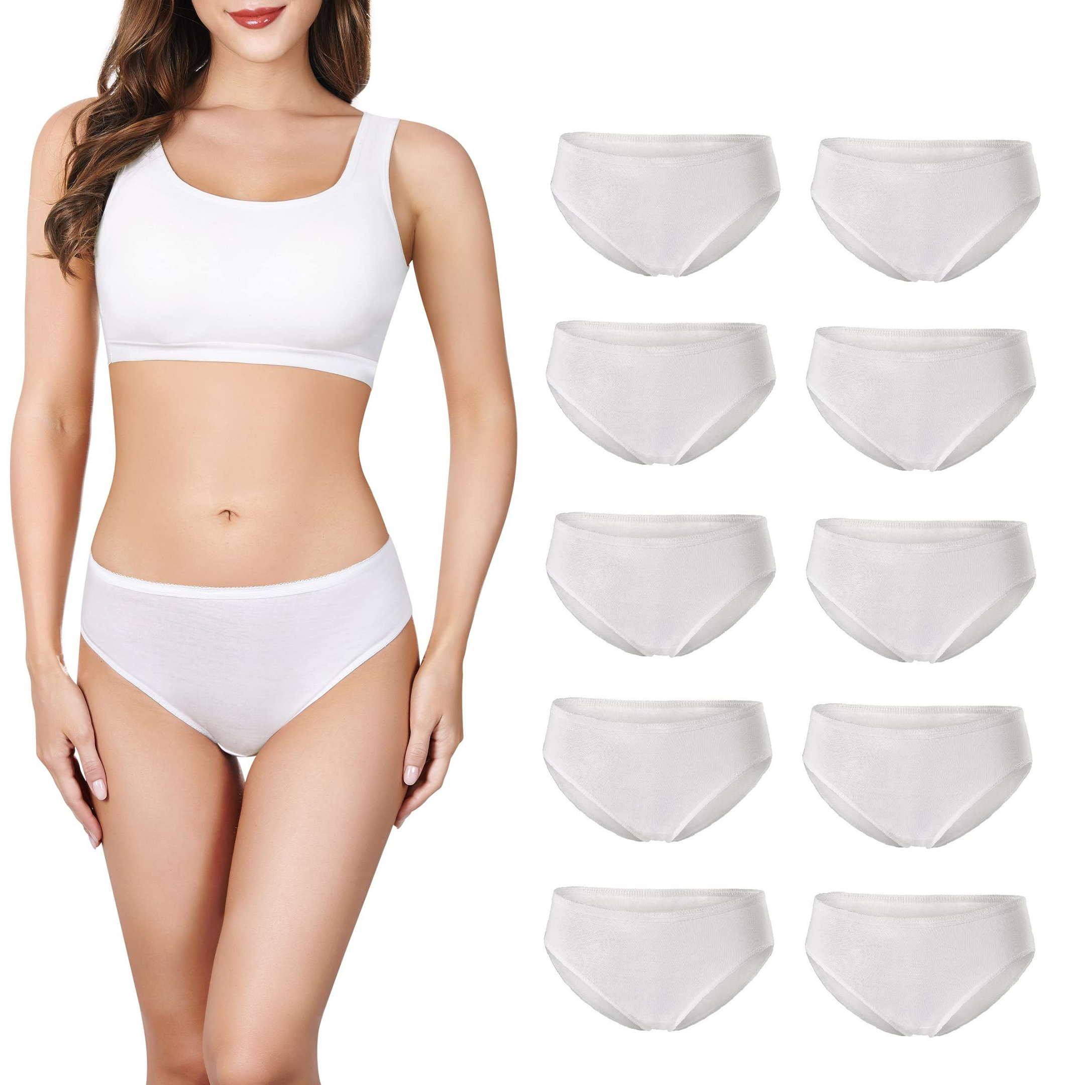 CareDone Disposable Cotton Underwear for Women- Use & Throw (Pack of 10)