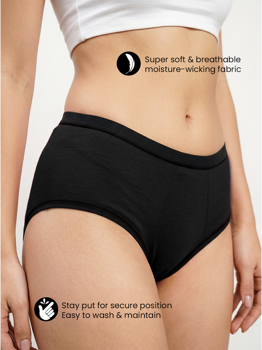 CareDone Reusable Period Panty – Rash-Free Protection, High-Rise Leak-Proof Absorbent Underwear