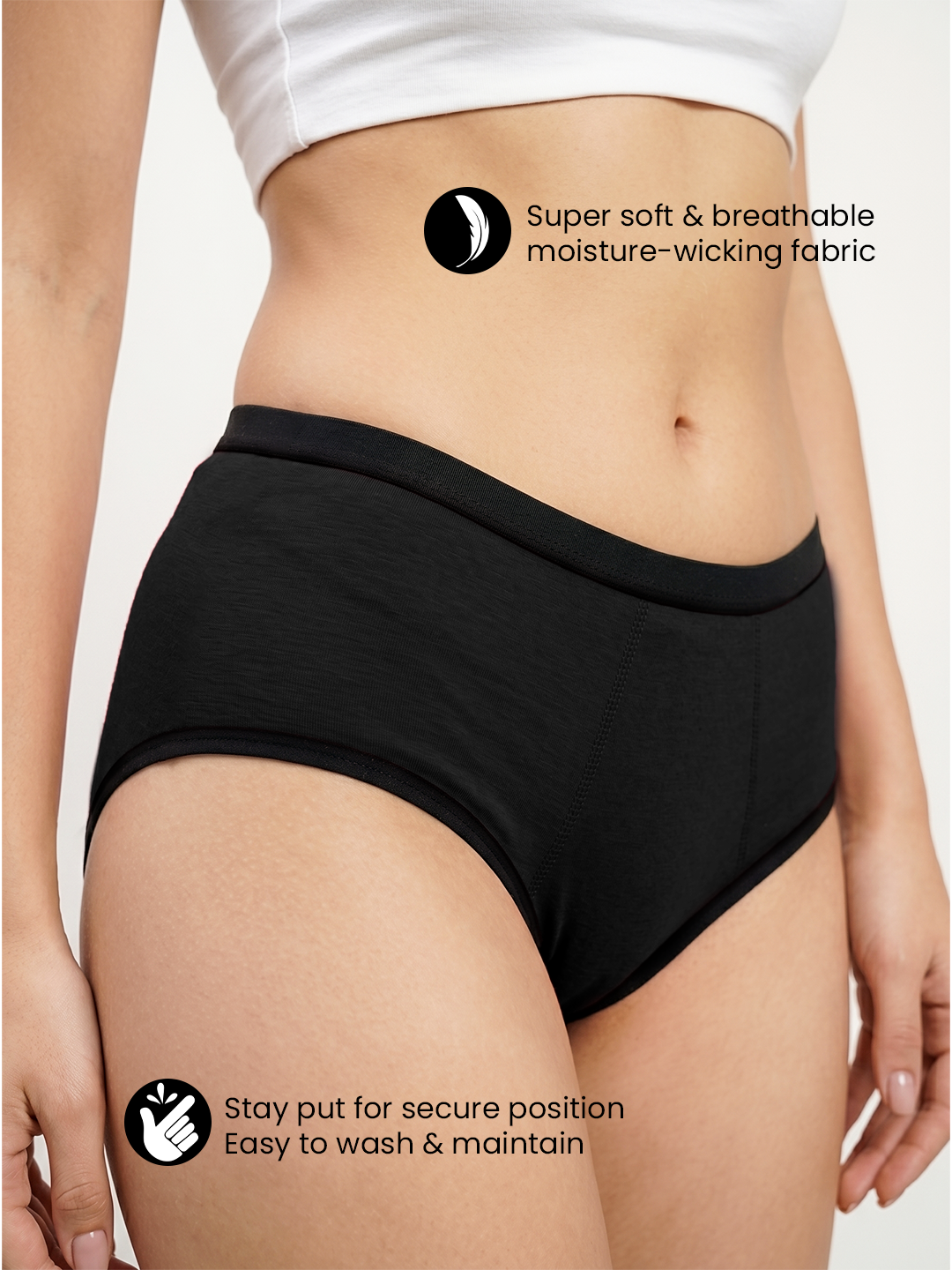 CareDone Reusable Period Panty – Rash-Free Protection, High-Rise Leak-Proof Absorbent Underwear