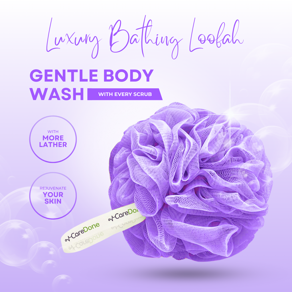 Caredone Body Scrubber & Shower Loofah Sponge – For Men, Women & Kids, Round Sponge Loofa
