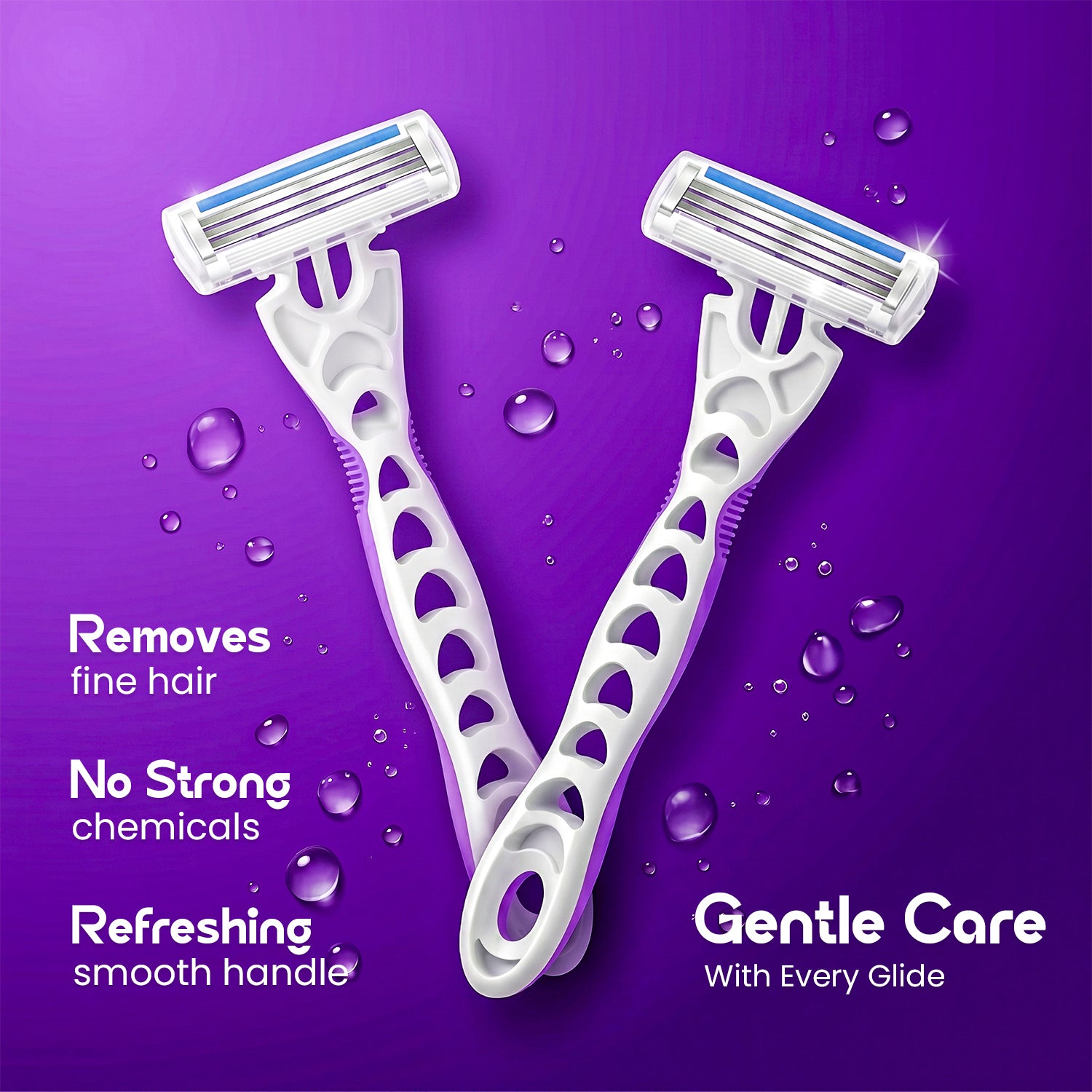CareDone Women's Body Razor, Triple Blade, Smooth Handle, Gentle Care