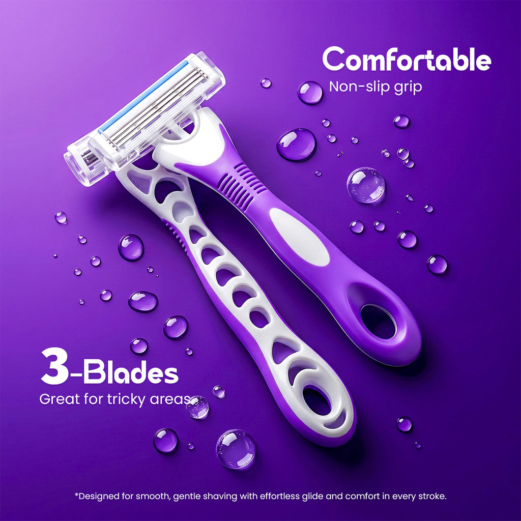 CareDone Women's Body Razor, Triple Blade, Smooth Handle, Gentle Care
