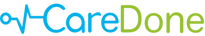 Logo of 'CareDone' with a blue and green color scheme on a white background