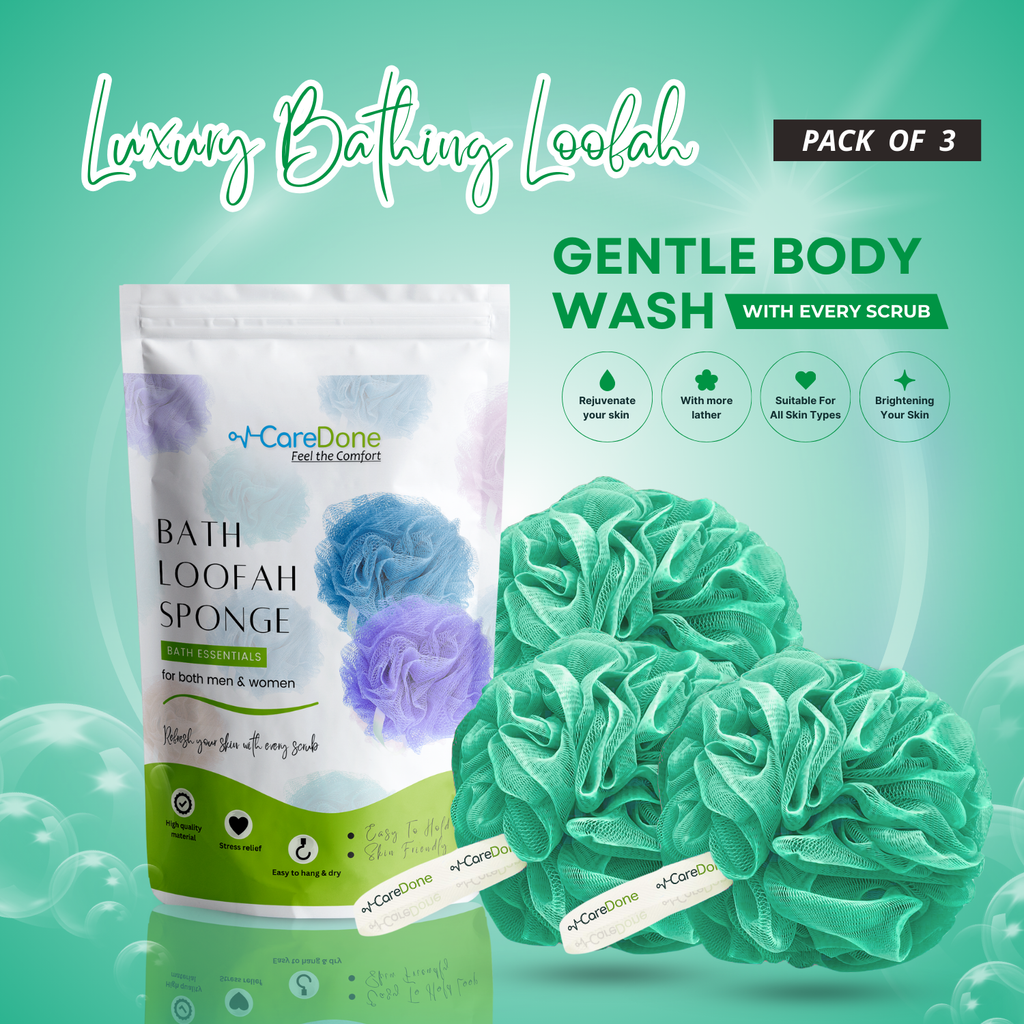 Caredone Body Scrubber & Shower Loofah Sponge – For Men, Women & Kids, Round Sponge Loofa