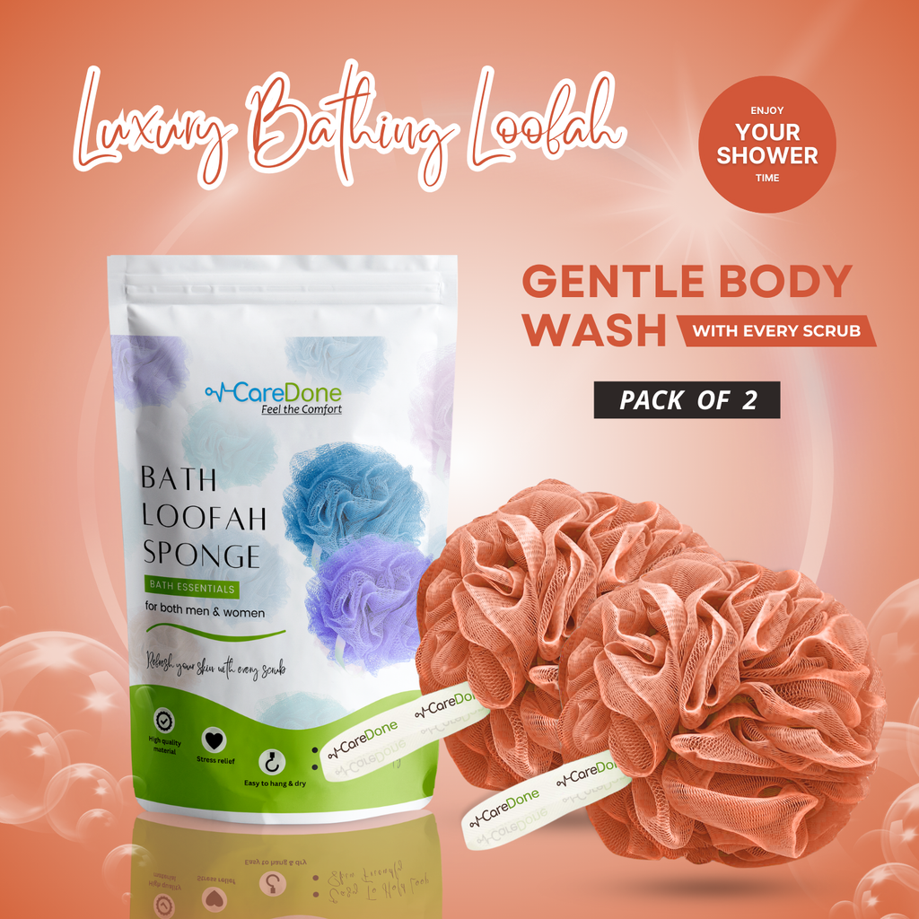 Caredone Body Scrubber & Shower Loofah Sponge – For Men, Women & Kids, Round Sponge Loofa