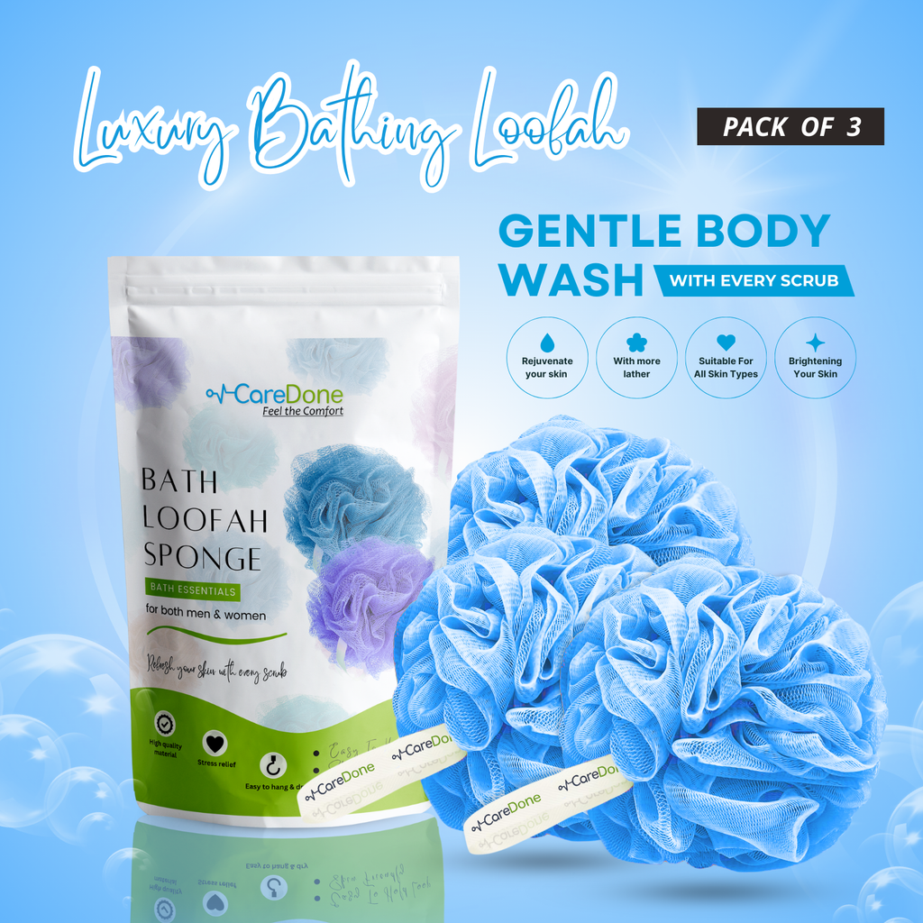 Caredone Body Scrubber & Shower Loofah Sponge – For Men, Women & Kids, Round Sponge Loofa