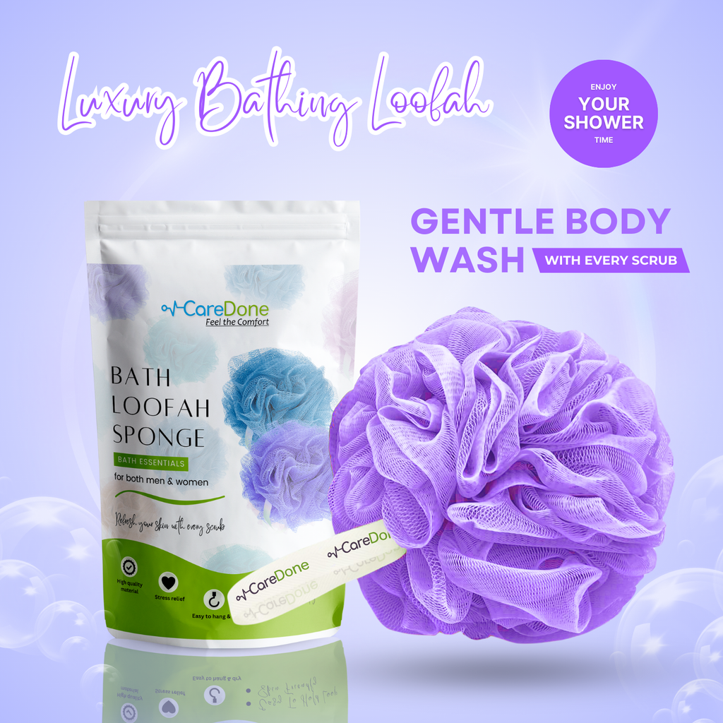 Caredone Body Scrubber & Shower Loofah Sponge – For Men, Women & Kids, Round Sponge Loofa