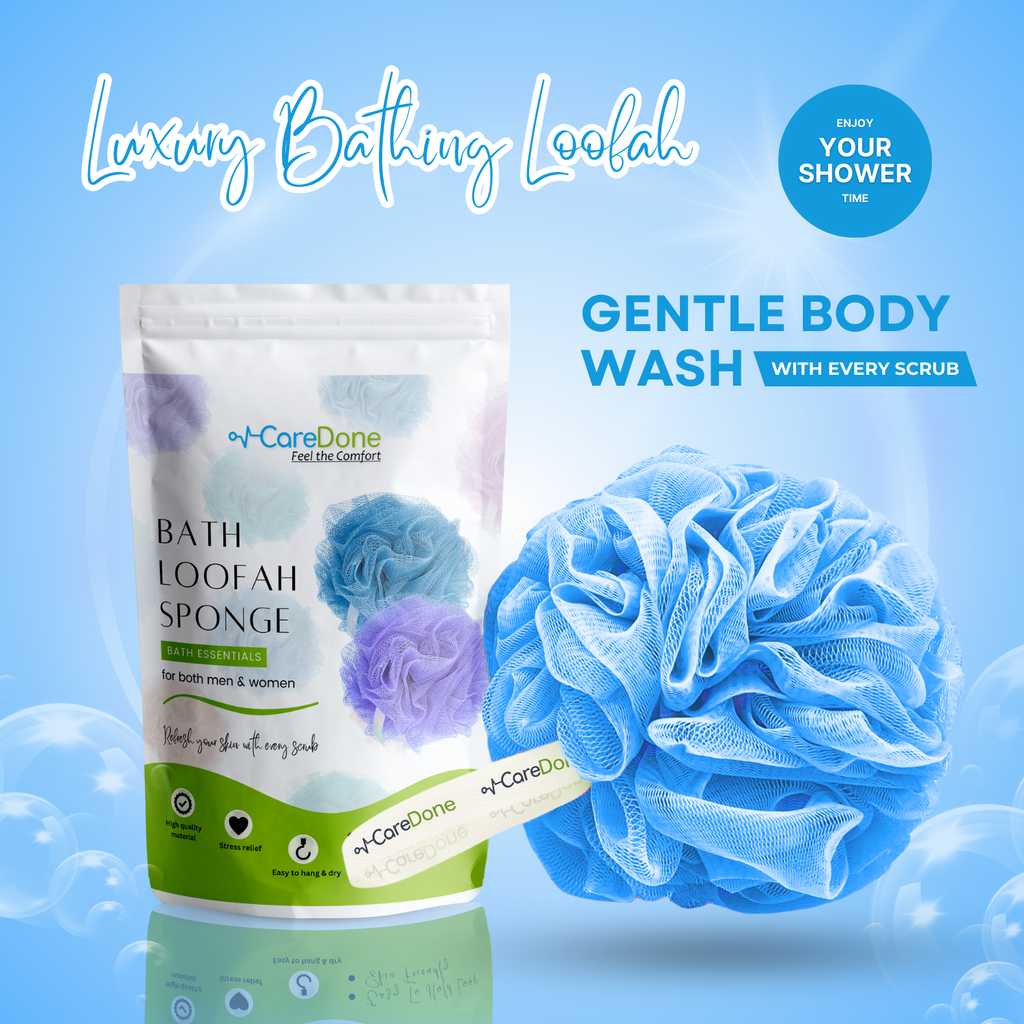 Caredone Body Scrubber & Shower Loofah Sponge – For Men, Women & Kids, Round Sponge Loofa