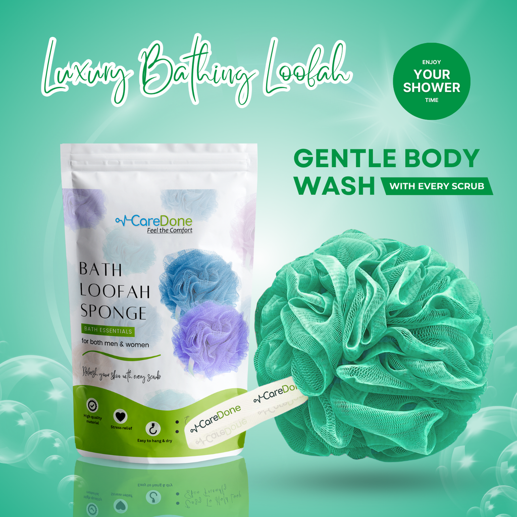 Caredone Body Scrubber & Shower Loofah Sponge – For Men, Women & Kids, Round Sponge Loofa
