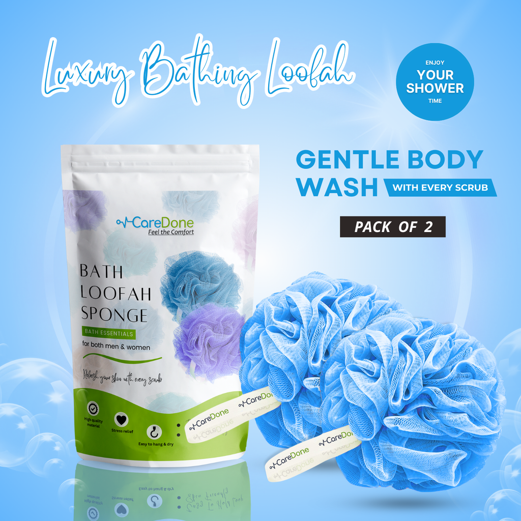 Caredone Body Scrubber & Shower Loofah Sponge – For Men, Women & Kids, Round Sponge Loofa